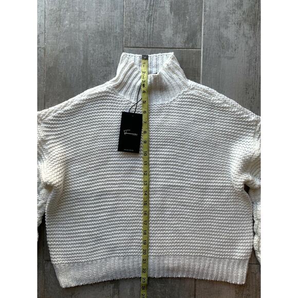 FEMME BY DESIGN White Mock Neck Bubble Sleeve Knit Sweater NEW Nordstrom S - Picture 5 of 8